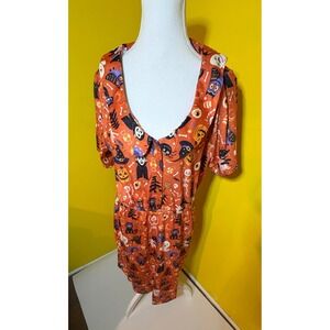 ModCloth NWT Ghouls Just Wanna Have Fun Dress Halloween Collared Orange Large L